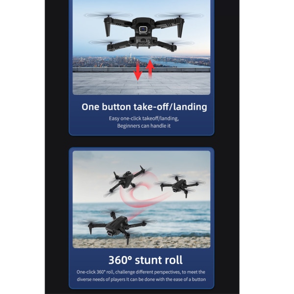 16x16x4cm/6,29x6,29x1,57in GPS UAV Optical Flow Aerial Folding Fjärrkontroll Waypointflyg med huvudlöst läge Standard without len Single battery