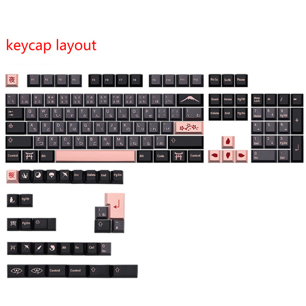 136 GMK-KEY PBT Keycaps Japanese/English Night Sakuras för dz60/RK61/64/gk61/68/75/87/980/104/108 Mekaniskt tangentbord English