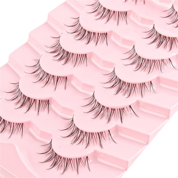 Syntetiska fibrer lösögonfransar Naturliga Wispy Clear Lash-Band Fake Eyelashes Fluffy-3D Curly Strip Volym Cat-Eye Fransar A