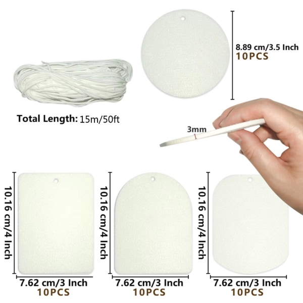 Sublimeringsluftfräschare Blank rund rektangel luftfräschare med tofssladd Gör det själv-hembilhängande dekoration