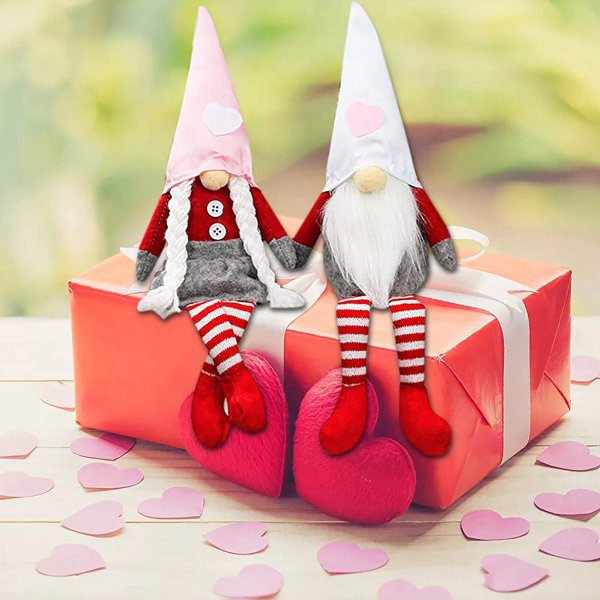 Naturtrogna Alla hjärtans dag Gnome Plyschdockor Handgjorda Ansiktslösa för dockdekorationer Bedårande hattdesign för vardagsrummet null - B