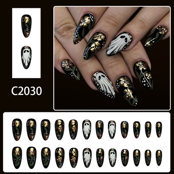 Halloween Mandelformede Press-On Manicure Neglesæt til Ferielooks