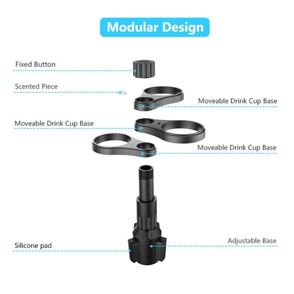 3 i 1 Drikkeholder Bilkoppholder Roterende Ekspanderadapter