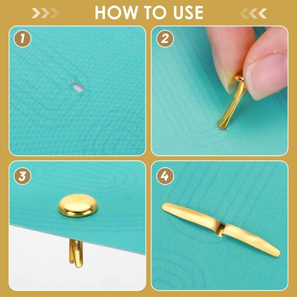 Guld Mini Brads mönsterpåse Clips Runt huvud Clips Metal Runt huvud Clips Scrapbooking Brads mönster Clips för skolan