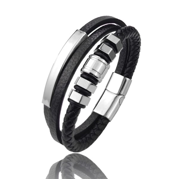 Flätat Läderarmband Manschett Armband Herr Dam Läderarmband med Magnetlås Flerlagers Armband Smycken