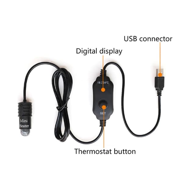 Akvarium Betta Varmelegeme Justerbar Temperatur Digitalt Display til Mini Akvarier