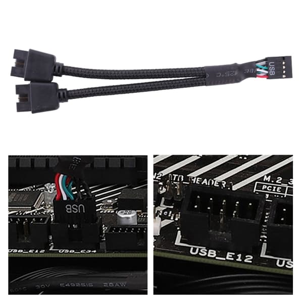 9Pin USB Header Hun 1 til 2 Han Forlængerkabel Kort Desktop 9-Pin USB HUB