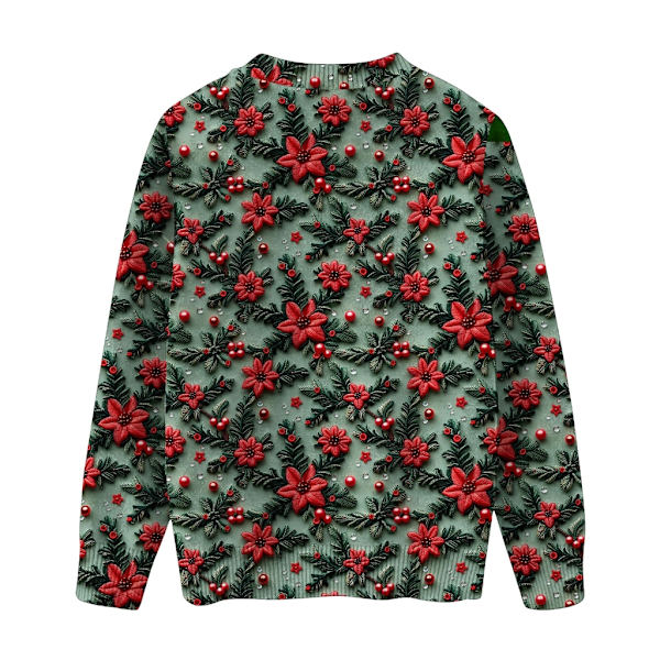 Langærmet julepullover til kvinder 3D-juleprintet pullover sweatshirt Dark Green S