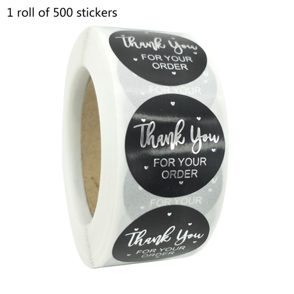 500 st tackklistermärke Guld Silver Folie Seal Etikett för liten butik bröllopspresent null - 1