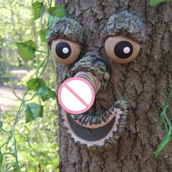 Bark Ghost Tree Face för ansiktsdrag Trädgård Art Decor Trädgårdsdekoration påsk A