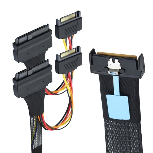 PC Computer Serverkabel 8i 74P til 2x SFF 8639 med 15-benet strøm