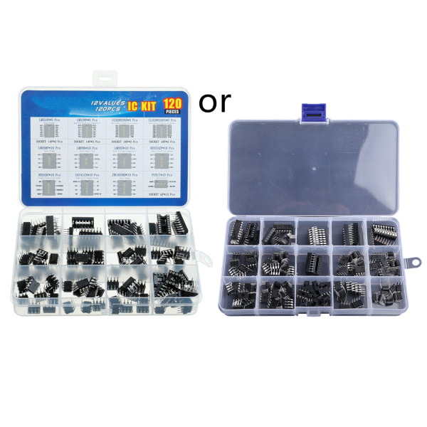 120st Integrerade Kretsar IC-chips Sortimentskit Opamp Enkel Precision Timer Osciallatorer Darlington Array LM339N LM38