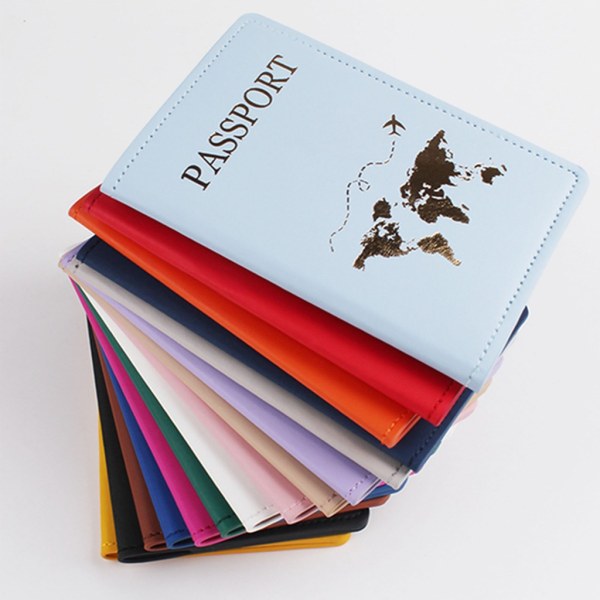 Mode Rese Pass Cover Pu Läder Print Bagagelapp Resväska Adresshållare Bagage Boarding Tag Etikett Deep Blue  2 piece set