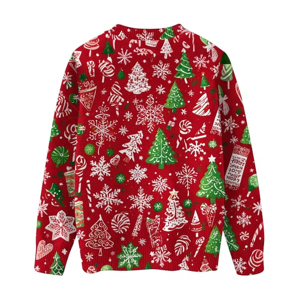 Langærmet julepullover til kvinder 3D-juleprintet pullover sweatshirt Dark Red XXL