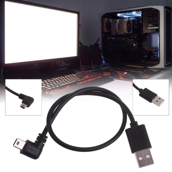 Mini USB B Typ 5-stift hane vänster/höger vinklad 90 grader till USB2.0 hane laddningssladd Bend left