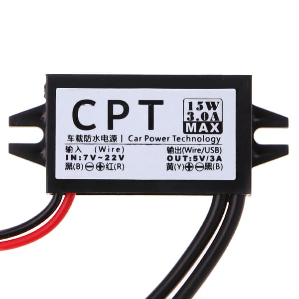 DC Konverter 12V Til 5V 3A Dobbel 2 USB Til Bil Strømregulator Spenningstrinn