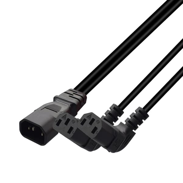 US Standard 3-benet IEC320 C14 til 2xC13 Y-splitterkabel til bærbare computere