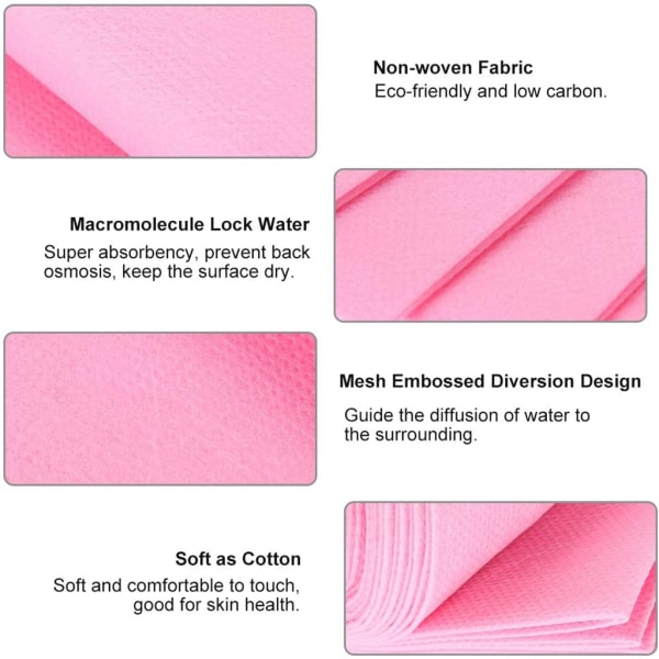 100 st Massagebord Lakan Set Engångs SPA Lakan Non Woven cover Pink