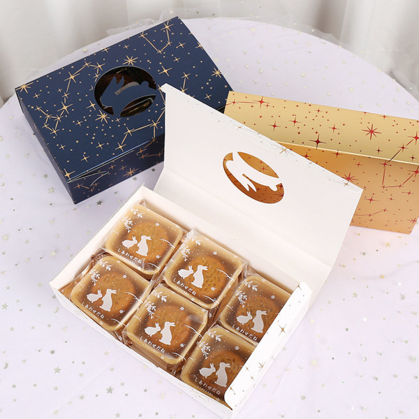 Mooncake Packaging Box 6 Grid Bärbar presentförpackning Cupcake Muffin Kex Kakor Bakelse lådor Midhöstfestivalen Present