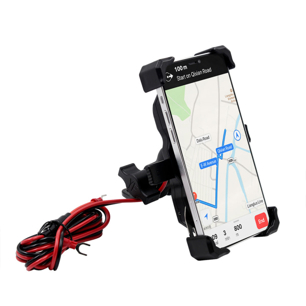 Ny Motorcykel Mobiltelefon Hållare Aluminiumlegering Vattentät Trådlös/ USB Snabbladdning Navigation Mobilhållare