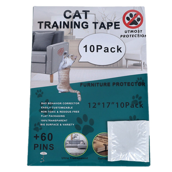 10-pack för Cat Scratch Avskräckande Tejp Klara sköldar Möbelskydd från katter som kliar för soffan Anti-Scratch Pa
