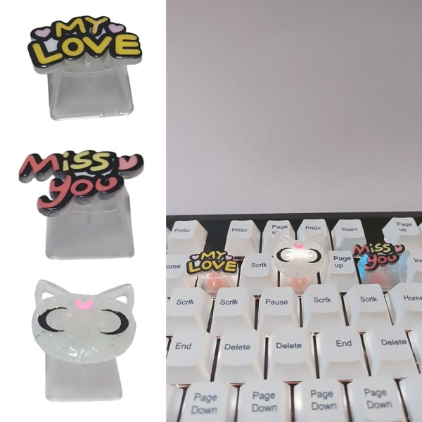 Bakgrundsbelysning ABS Keycap Cute Pure Lovely Letters Keycap Mekaniskt tangentbord Transparent Keycap R4 Cap 2