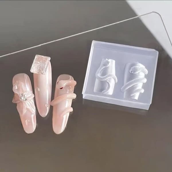Trio 3D Orm Smycken Formar Flexibel Silikon För DIY Nagelberlock Dekoration