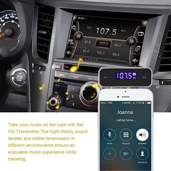 3,5 mm Aux-lydadapter til AndroidOS-enheder MP3-musik AudioFM-sender