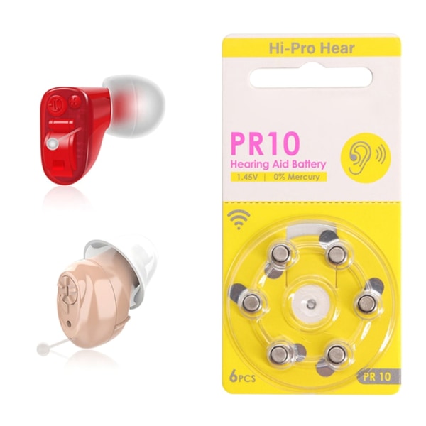 Set med 6/30/60 st zinkmanganbatterier för hörapparater, ersättning PR10 knappcell för äldre hörselskadade 1 card 6 pieces