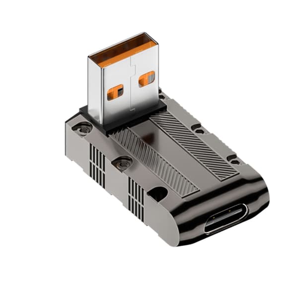 90 graders USB till USB C Adapter 10 Gbps USB C Hona till USB Hane Adapter Super Speed ​​Data Sync 120W snabbladdningsadapter Reverse side Middle bend