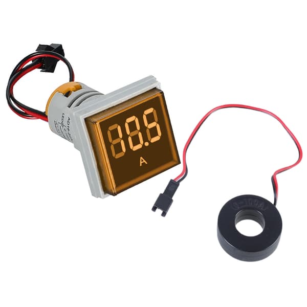 Digital Amperemeter Strømmåler 0-100A Strømdetektor 22mm Firkantet Hode red