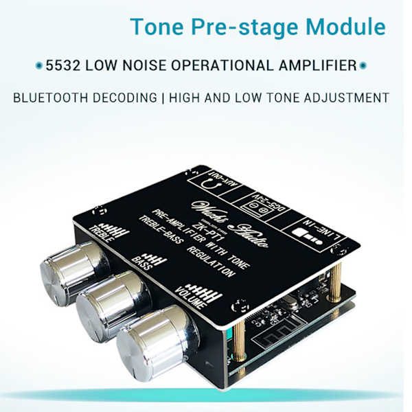 ZK-PT1 Bluetooth-kompatibel 5.0 Audio Receiver Stereo Dekoder Tone Board Controller Tonal Preamp Amp Knap til Forstærker