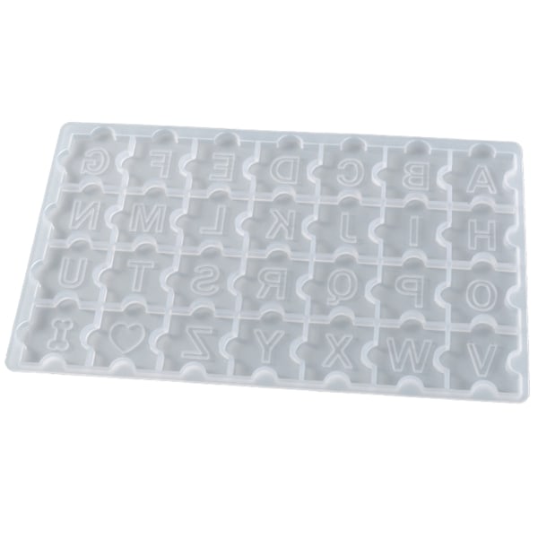 Alphabet Puzzle Jigsaw Form Bokstavsnummer Ovalt hänge DIY Resin Mould null - 2