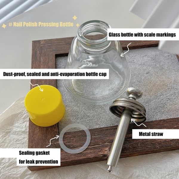 Professionell Glas Nagellösning Dispenser 2st Läcksäker Pressdesign