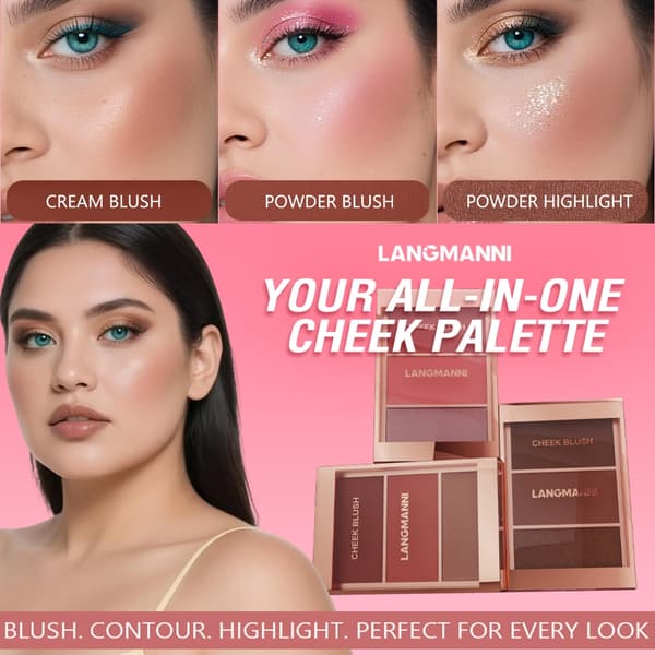 Bærbar Blush Palette Kindben Kontur Blush Highlighting Flush Effekt B