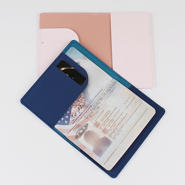 Enkelt mode cover resepasshållare plånbok present PU- case cover unisex Blue