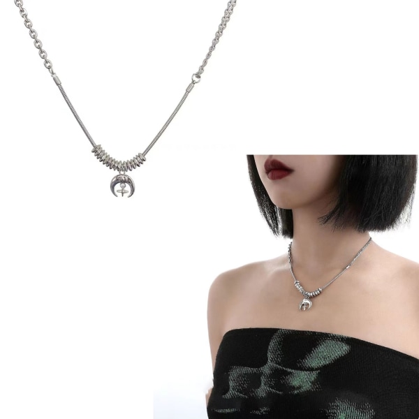 Silverfärg Moon Star Hänge Halsband För Kvinnor Egirls y2k Cool Neck Smycken Nyckelbenskedja Koreansk Mode Party Present