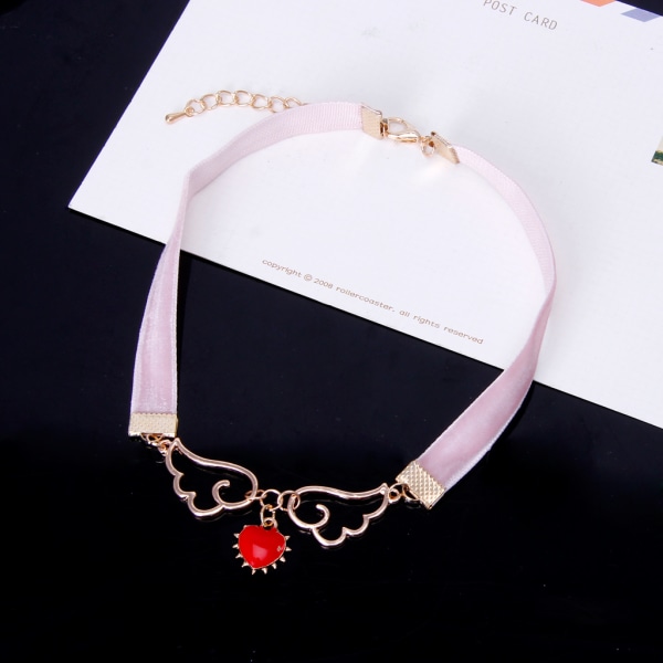 Härlig stjärna/blommor hänge Sammet Choker Halsband Matchande falsk krage Wing Cropped Choker för tjej Söt klädsel null - Petal B