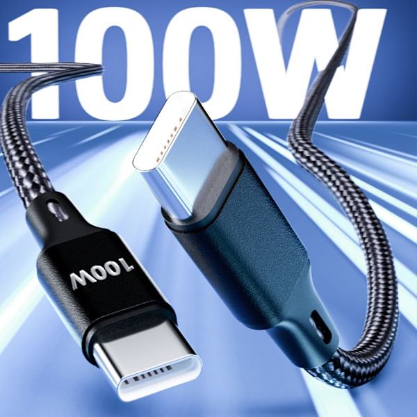 PD100W Ladekabel USB C til Type C Hurtigladekabel Nylonledning