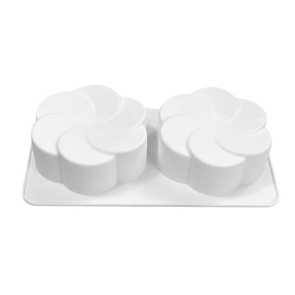2 hulrums vifteform silikone blomstermoussesforme til kagechokolade og cookie