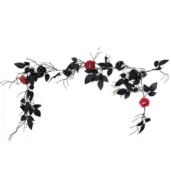 Elegant svart rosgirland med hängande svarta rosbär Perfekt för hem-, bröllops- och öppen spisdekorationer