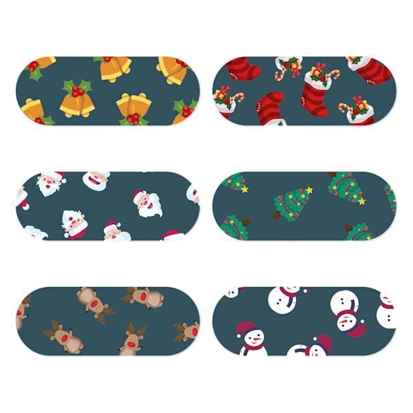 6x Webcam Privacy Covers Anti-Hacker Protective Patch Camera Xmas Style Anti-Peeping Skyddsreglage för telefonsurfplatta A