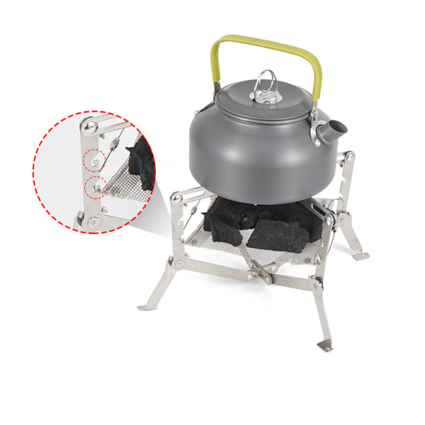 Utomhuscamping Mini Campfire Fire Pit Rack Rostfritt stål hopfällbart mesh Mesh large