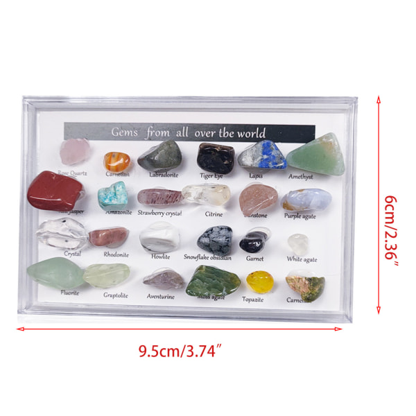 24st Healing Crystals Chakra Stones Färgglada Gems Malm Exemplar Polerad Sten