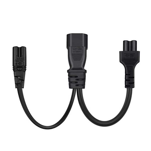 IEC320 C14 till IEC320 C5+IEC320 C7 AC-strömadapterkabel, 3 anslutningar hane till hona power