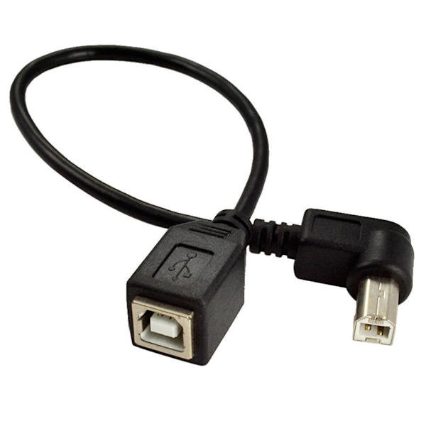 USB 2.0 Typ-B skrivarkabel USB B hona till typ-B hane (90 grader UPP/NER/Höger/vänster vinkel) Kort förlängningskabel Left