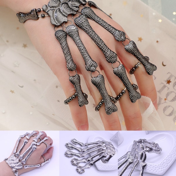 Halloween Armband Gothic Punk Hand Skull Skeleton Armband Armband Femme  Halloween Masquerade Cosplay Party Accessoarer Silver b1e0 | Silver | 0.06  | Fyndiq