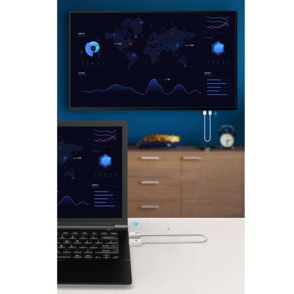 Trådlös HDMI-kompatibel Extender-sändare Strömma video från bärbar dator/PC till TV/projektor Enkel Plug & Play-anslutning Black