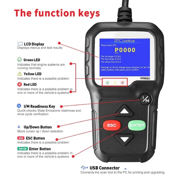 Universal OBD Kode Læser OBD2 Scanner Tjek Motor Fejl Diagnostisk Værktøj