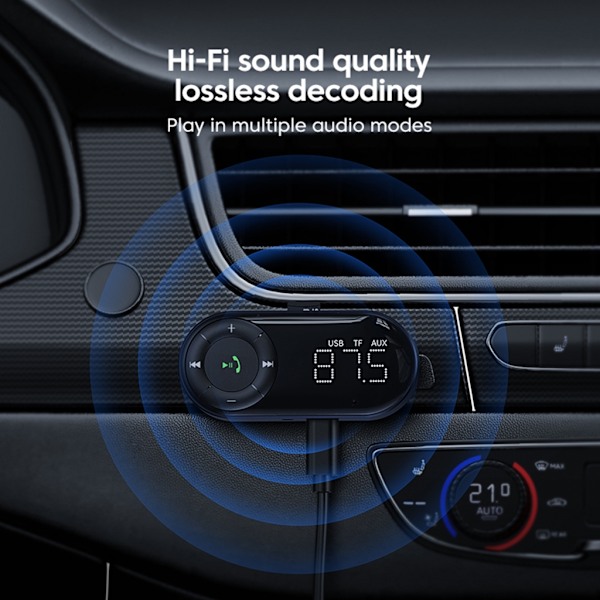 Bil AUX Bluetooth 5.2 Adapter Trådløs Lydmodtager Håndfri Auto Transmitter